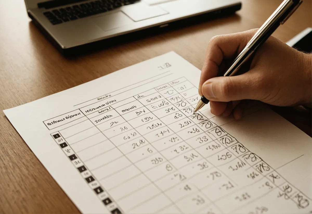 Person vergleicht zwei Handwerkerangebote am Schreibtisch